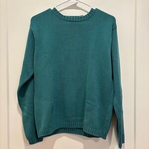 Nordstrom Womens Teal Green Crew Neck Shaker‎ Knit Sweater Size Small